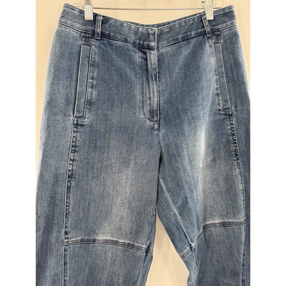 Tibi Jeans Size 6 Vintage Stone Slouchy Rouched Blue Cropped Denim Pants Women’s - Picture 8 of 16